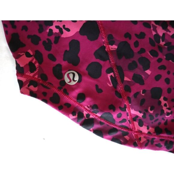Lululemon 3-Pc Set Sz 6/4 Cheetah Camo Magenta/Purp Sculpt Tank Shorts Sport Bra - Picture 5 of 16
